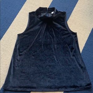 Loft black velvet blouse key hole closure back S